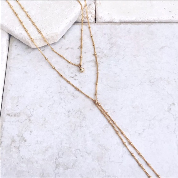 {JENNA} dainty gold layered bar necklace - Picture 2 of 3